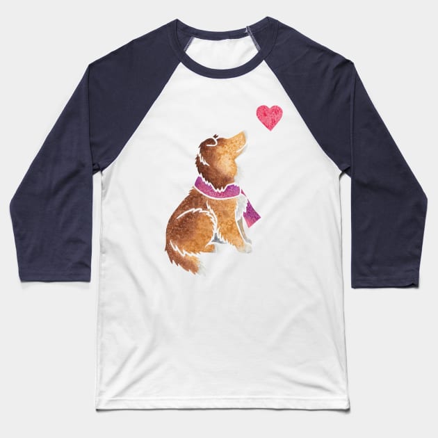 Watercolour Shetland Sheepdog Baseball T-Shirt by animalartbyjess